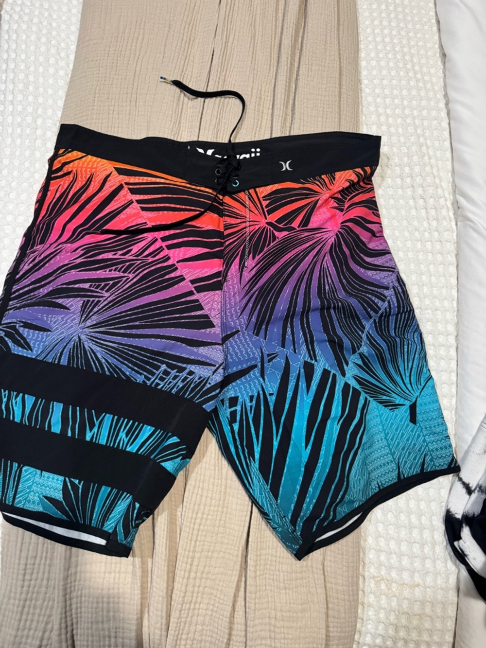 Hurley Black Waistband Tropical Print Boardshorts